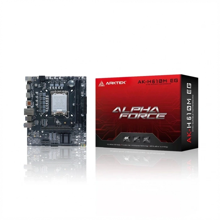 ARKTEK ALPHA FORCE, AK-H610M EG VS, 2xDDR4, M.2, 2x HDMI, DP, 12-13.14.Nesil, LGA1700 Soket, Anakart