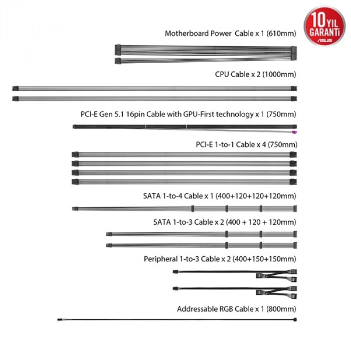 ASUS 1000W 80+ PLATINUM ROG THOR-1000P3-GAMING TAM MODÜLER POWER SUPPLY