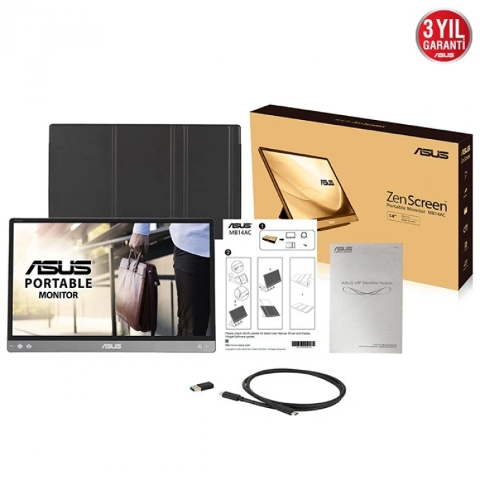 ASUS 14 IPS MB14AC 5MS 60Hz TYPE-C EV Ofis Tipi Monitör (1920 X 1080)