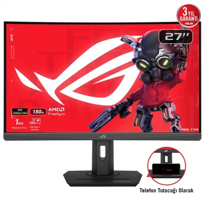 ASUS 27 IPS ROG STRIX XG27WCS 1MS 180HZ HDMI-DP TYPEC KAVISLI GAMING MONİTÖR 2560X1440