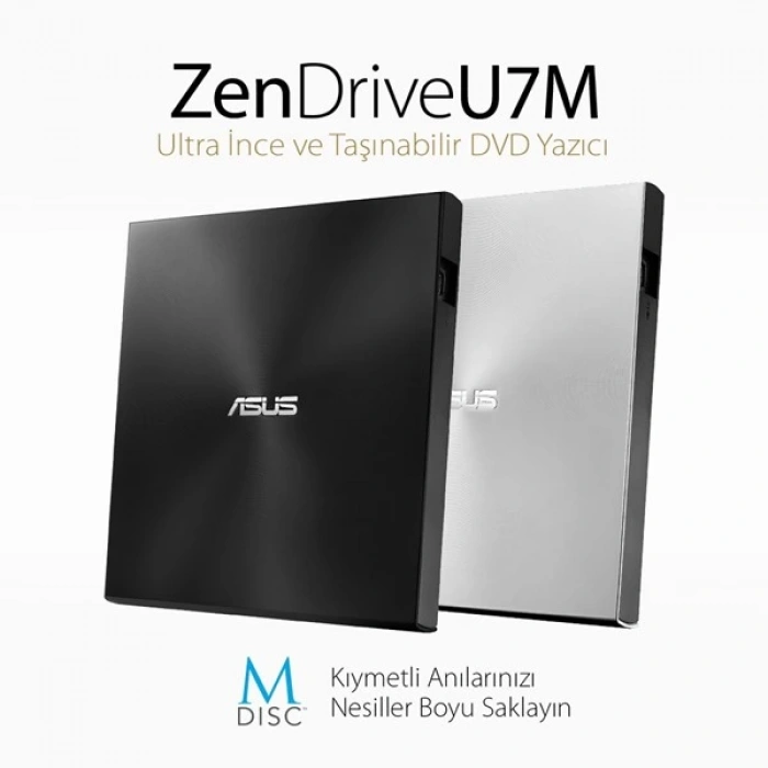 ASUS 8x ZENDRIVE SDRW-08U7M-U USB 2.0 Slim Harici DVD Yazıcı Siyah