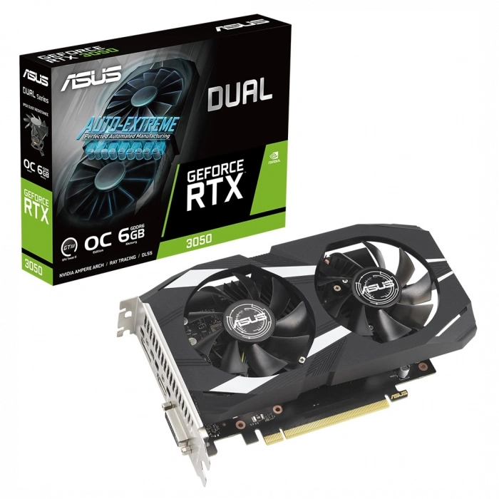 ASUS DUAL-RTX3050-O6G, 6GB, GDDR6, 96Bit, 1xHDMI, 1xDP, 1xDVI GAMING Ekran Kartı