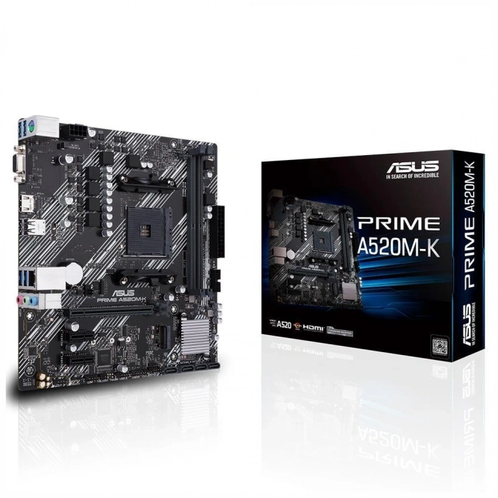 ASUS PRIME A520M-K, 2xDDR4, 1x M.2, D-SUB, HDMI, AM4 Soket Anakart