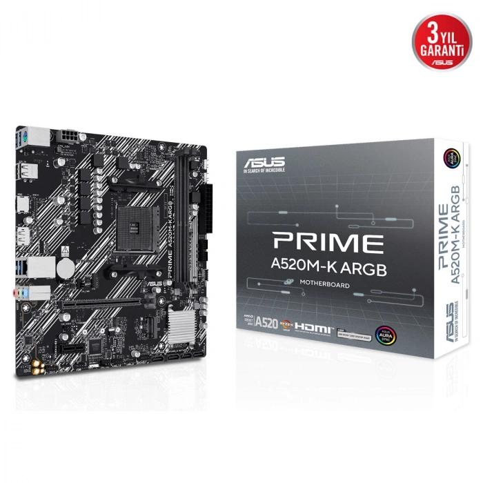 ASUS PRIME A520M-K ARGB DDR4 HDMI-DP PCIE 4.0 AM4 mATX