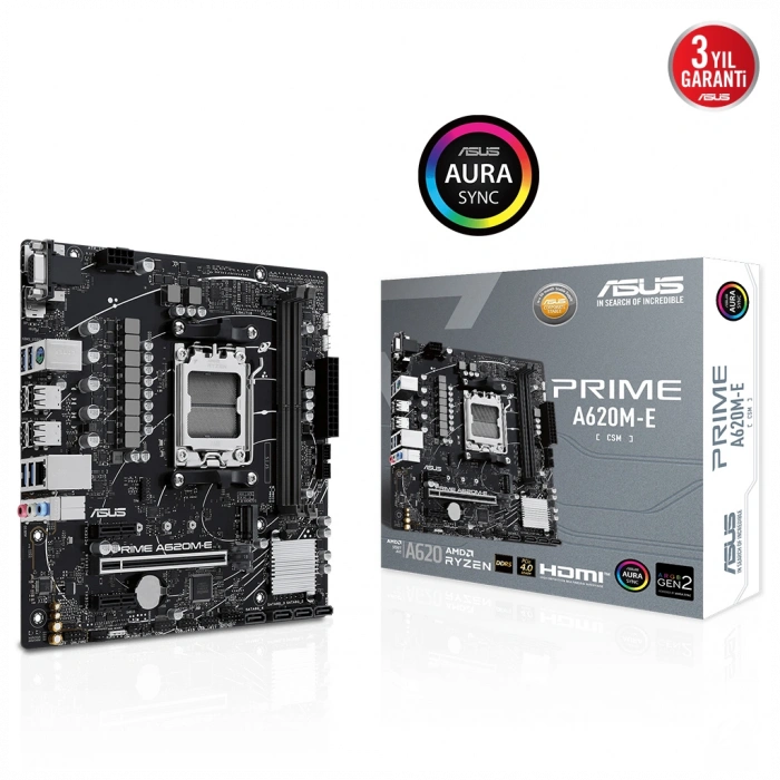 ASUS PRIME A620M-E-CSM, 2xDDR5, 1x M.2, D-SUB, DP, HDMI, AM5 Soket Anakart