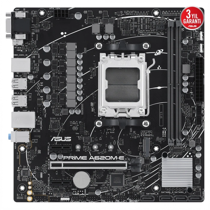 ASUS PRIME A620M-E-CSM, 2xDDR5, 1x M.2, D-SUB, DP, HDMI, AM5 Soket Anakart