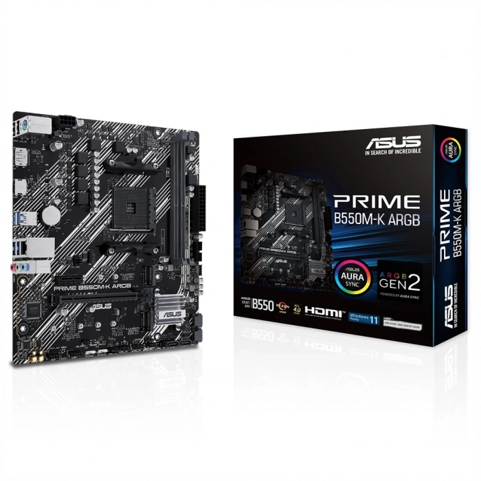 ASUS PRIME B550M-K ARGB, 2xDDR4, 2x M.2, DP, HDMI, AM4 Soket Anakart