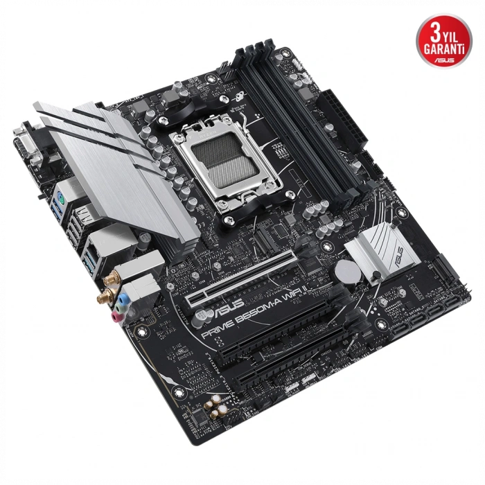 ASUS PRIME B650M-A WIFI II, 4xDDR5, 2x M.2, D-SUB, HDMI, DP, Wi-Fi 6, Bluetooth v5.2, AM5 Soket GAMING Anakart