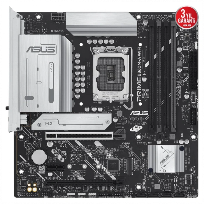 ASUS PRIME B860M-A WIFI, 4xDDR5 2x M.2, HDMI, 2xDP, Wİ-Fİ 6E, Bluetooth v5.3, Type-C, Intel Core Ultra CPU(Seri 2), LGA1851 Soket Anakart