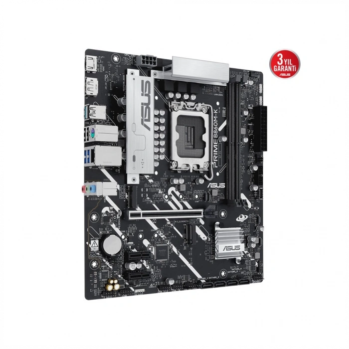 ASUS PRIME B860M-K, 8800MHz, 2xDDR5 2xM.2, HDMI, DP, Intel Core Ultra CPU(Seri 2), LGA1851 Soket Anakart