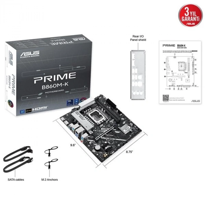 ASUS PRIME B860M-K DDR5 HDMI DP PCIE 5.0 1851p mATX