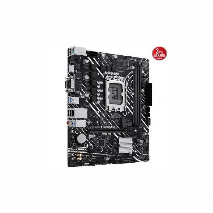 ASUS PRIME H610M-D, 2xDDR5, M.2, D-SUB, HDMI, RS232 Port, 12-13.14.Nesil, LGA1700 Soket, Anakart