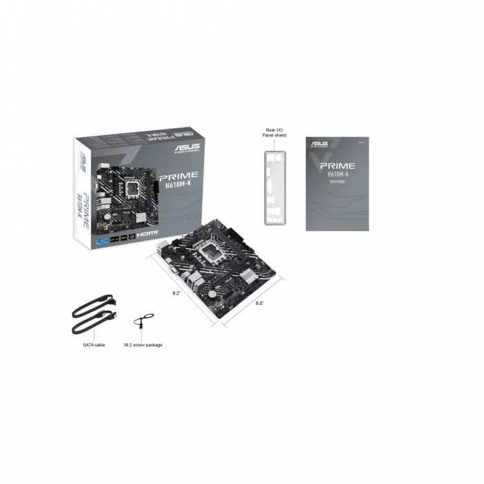 ASUS PRIME H610M-K, 2xDDR5, M.2, D-SUB, HDMI, 12-13.14.Nesil, LGA1700 Soket, Anakart