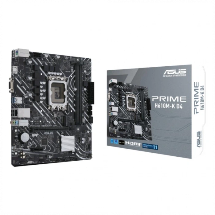 ASUS PRIME H610M-K D4 ARGB, 2xDDR4, M.2, HDMI, 12-13.14.Nesil, LGA1700 Soket, Anakart