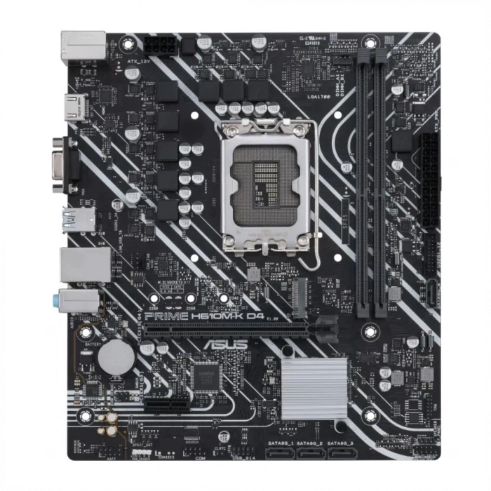 ASUS PRIME H610M-K D4 ARGB, 2xDDR4, M.2, HDMI, 12-13.14.Nesil, LGA1700 Soket, Anakart