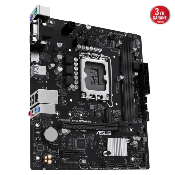 ASUS PRIME H610M-R-SI, 2xDDR5, M.2, D-SUB, DP, HDMI, 12-13.14.Nesil, LGA1700 Soket, Anakart