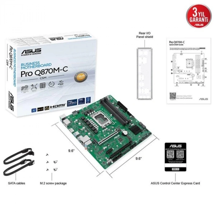 ASUS PRO Q870M-C CSM DDR5 HDMI-DP PCIE 5.0 1851P MATX KURUMSAL ANAKART