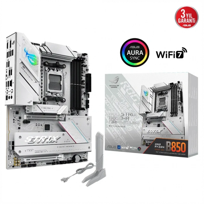 ASUS ROG STRIX B850-A GAMING WIFI, 4xDDR5, 4x M2, HDMI, DP, 2xType-C, Wi-Fi 7, Bluetooth v5.4, AM5 Soket GAMING Anakart