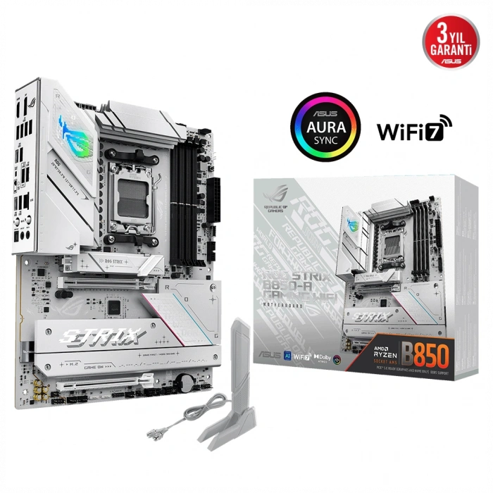 ASUS ROG STRIX B850-A GAMING WIFI7 NEO, 4xDDR5,  4xM.2, HDMI, DP, Type-C, PCIe 5.0, Wi-Fi 7, Bluetooth v5.4, AM5 Soket GAMING Anakart