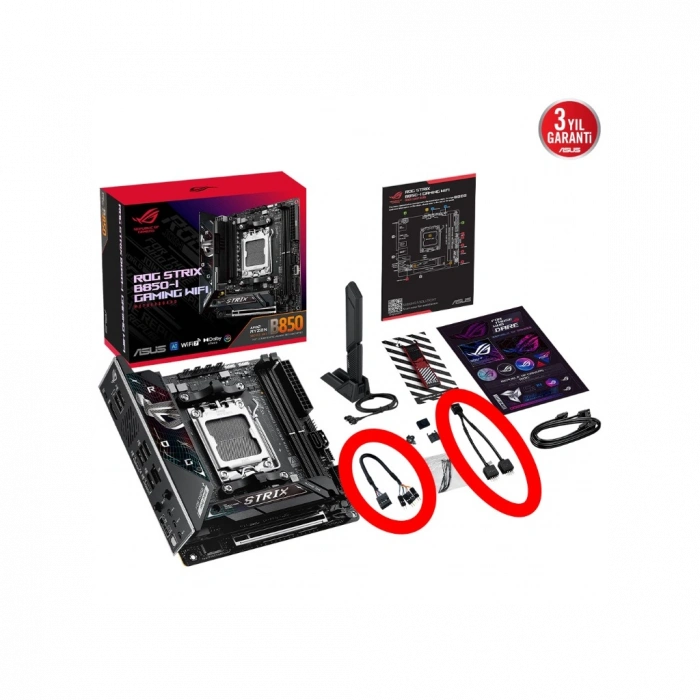 ASUS ROG STRIX B850-E GAMING WIFI, 4xDDR5, 5x M2, HDMI, DP, 2xType-C, Wi-Fi 7, Bluetooth v5.4, AM5 Soket GAMING Anakart