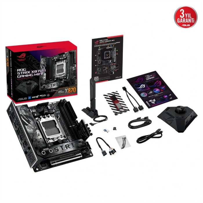 ASUS ROG STRIX X870-I GAMING WIFI, 2xDDR5, 2xM.2, HDMI, DP, Type-C, Wi-Fi 7, Bluetooth v5.4, Mini ITX, AM5 Soket GAMING Anakart