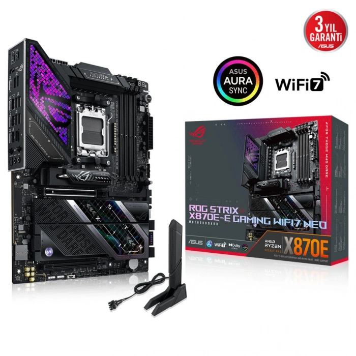 ASUS ROG STRIX X870E-E GAMING WIFI7 NEO, 4xDDR5,  5xM.2, HDMI, DP, Type-C, PCIe 5.0, 2xWi-Fi 7, Bluetooth v5.4, AM5 Soket GAMING Anakart