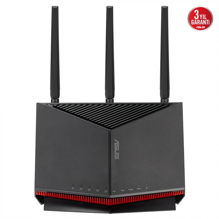 ASUS RT-BE86U, BE6800, 4 Port, 6800Mbps, Dual Band, WİFİ 7, AiMesh, AiProtection Pro, Gigabit Extendable Router