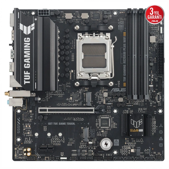 ASUS TUF GAMING A620AM-PLUS WIFI, 4xDDR5, 2x M.2, HDMI, 2xDP, Wi-Fi 6, Bluetooth v5.3, AM5 Soket GAMING Anakart