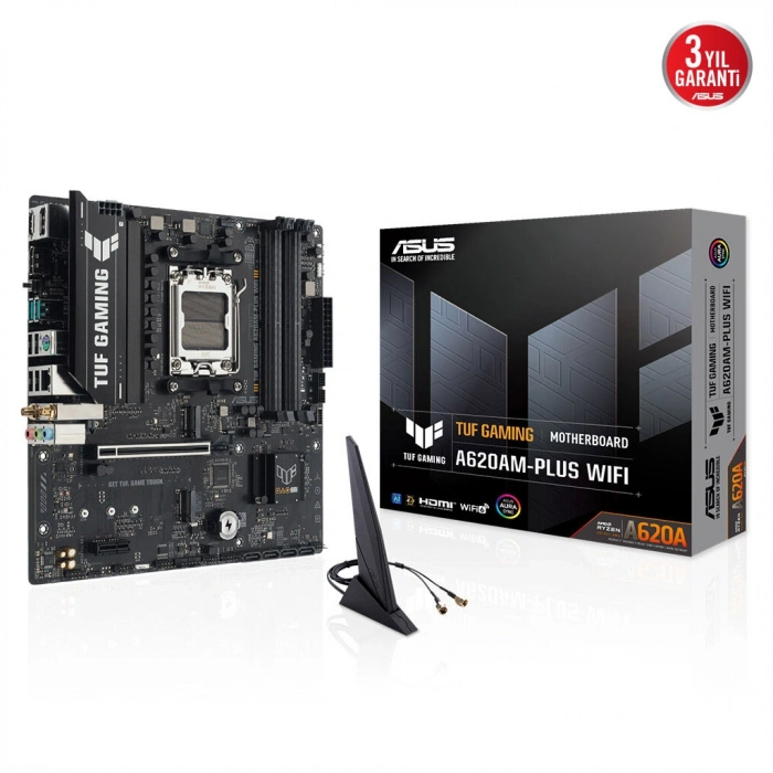 ASUS TUF GAMING A620AM-PLUS WIFI, 4xDDR5, 2x M.2, HDMI, 2xDP, Wi-Fi 6, Bluetooth v5.3, AM5 Soket GAMING Anakart