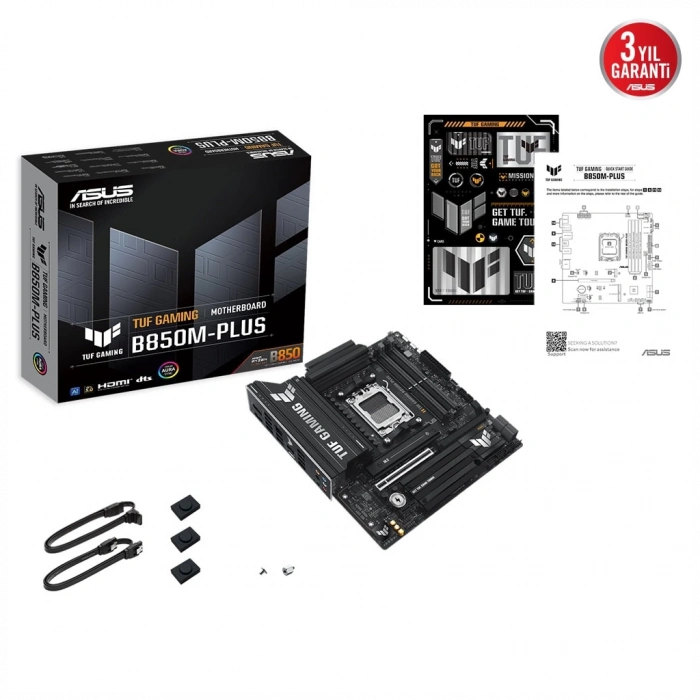 ASUS TUF GAMING B850M-PLUS, 4xDDR5, 3x M.2, HDMI, DP, Type-C, AM5 Soket GAMING Anakart