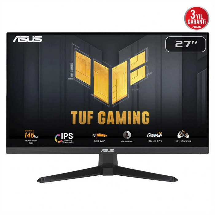ASUS TUF GAMING VG279QE5A 27" 1ms, 146Hz, Full HD, DP, HDMI, Hoparlör, Fast IPS LED, Düşük Mavi Işık, FreeSync Premium, GAMING Monitör