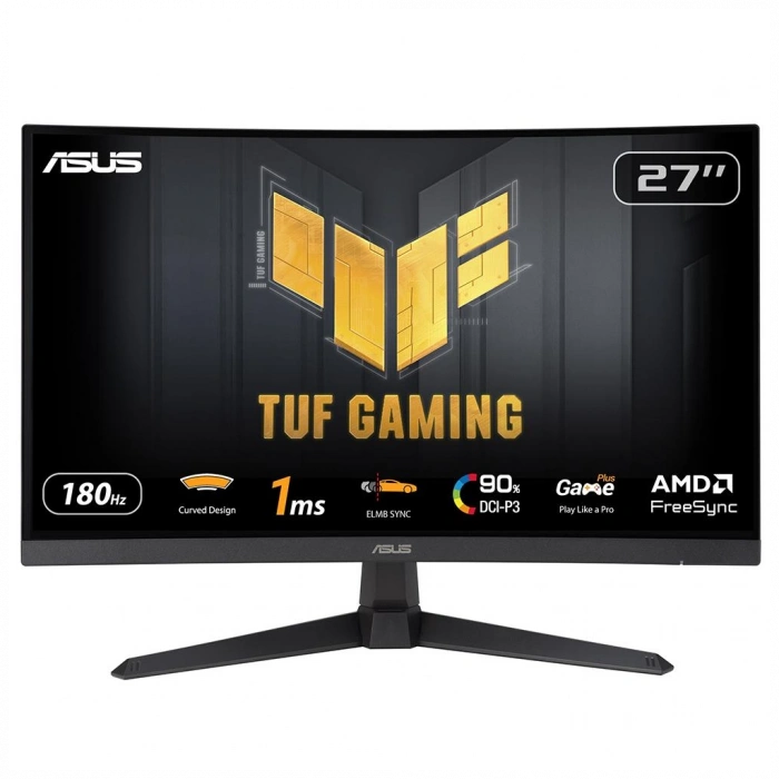 ASUS TUF GAMING VG27VQ3B 27" 1ms, 180Hz, Full HD, Curved, DP, 2xHDMI, Hoparlör, Fast VA Panel, Düşük Mavi Işık, FreeSync Premium, GAMING Monitör