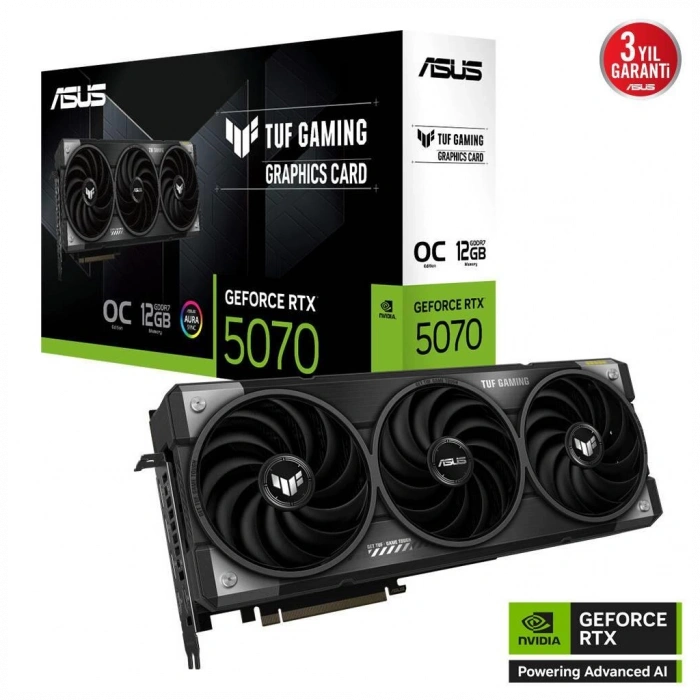 ASUS TUF-RTX5070-O12G-GAMING, 12Gb, 192Bit, GDDR7, 2xHDMI, 3xDP GAMING Ekran Kartı