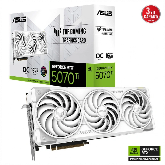 ASUS TUF-RTX5070TI-O16G-WHITE-GAMING, 16Gb, 256Bit, GDDR7, 2xHDMI, 3xDP GAMING Ekran Kartı