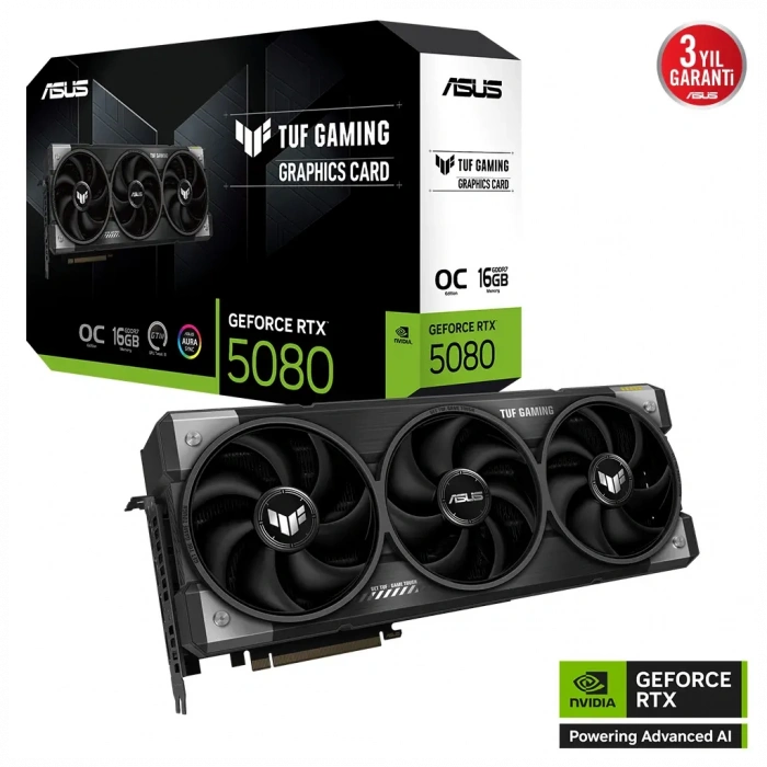 ASUS TUF-RTX5080-O16G-GAMING, 16Gb, 256Bit, GDDR7, 2xHDMI, 3xDP GAMING Ekran Kartı