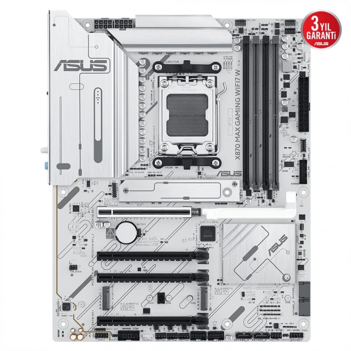 ASUS X870 MAX GAMING WIFI7 W, 4xDDR5, 3xM2, HDMI, DP, Type-C, Wi-Fi 7, Bluetooth v5.3, AM5 Soket GAMING Anakart