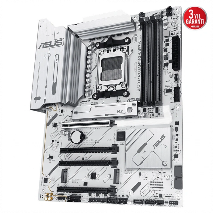 ASUS X870 MAX GAMING WIFI7 W, 4xDDR5, 3xM2, HDMI, DP, Type-C, Wi-Fi 7, Bluetooth v5.3, AM5 Soket GAMING Anakart
