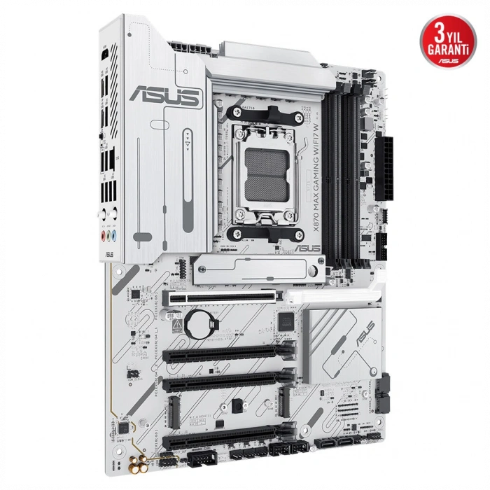 ASUS X870 MAX GAMING WIFI7 W, 4xDDR5, 3xM2, HDMI, DP, Type-C, Wi-Fi 7, Bluetooth v5.3, AM5 Soket GAMING Anakart