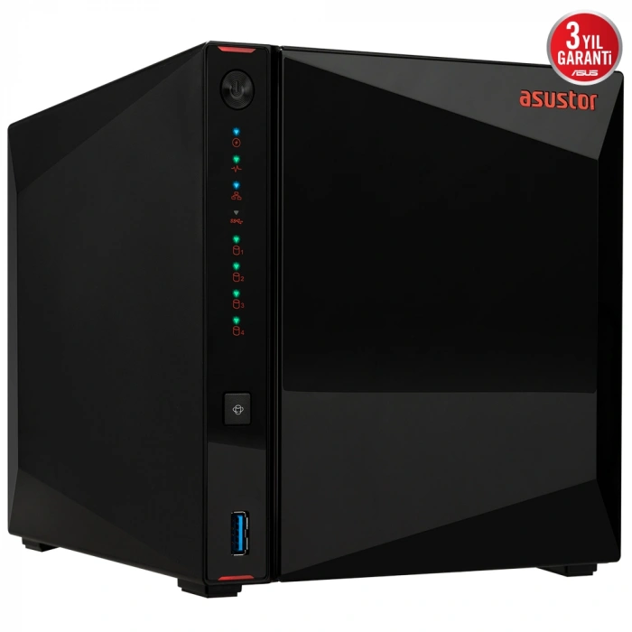 ASUSTOR 4diskli Celeron N5105 QC-4GB RAM-2-2.5GbE Nas Server AS5404T