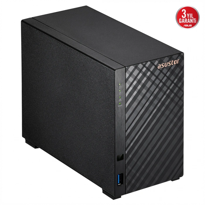 ASUSTOR AS1102TL, 1Gb DDR4 Ram, 2 Yuvalı (2x22TB Destek), 1x2.5GbE Network, USB 3.2, USB 2.0, Tower NAS (Yedekleme) Cihazı