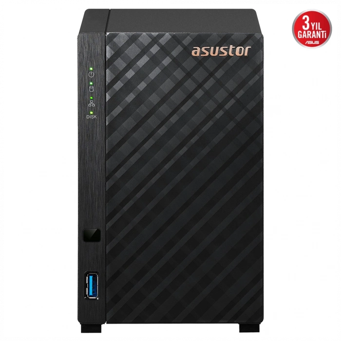 ASUSTOR AS1102TL, 1Gb DDR4 Ram, 2 Yuvalı (2x22TB Destek), 1x2.5GbE Network, USB 3.2, USB 2.0, Tower NAS (Yedekleme) Cihazı