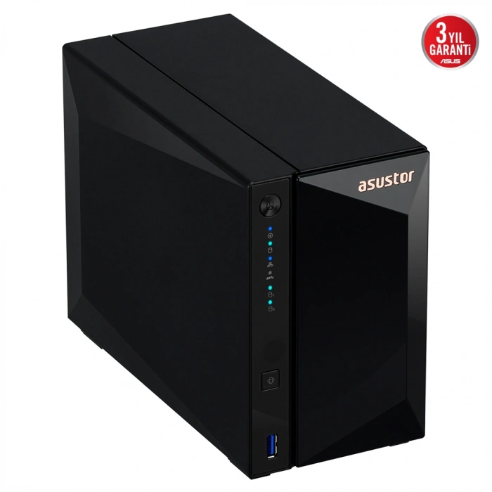 ASUSTOR AS3302T V2, 2Gb DDR4 Ram, 2 Yuvalı (2x20TB Destek), 1x2.5GbE Network, 3xUSB 3.2, Tower NAS (Yedekleme) Cihazı