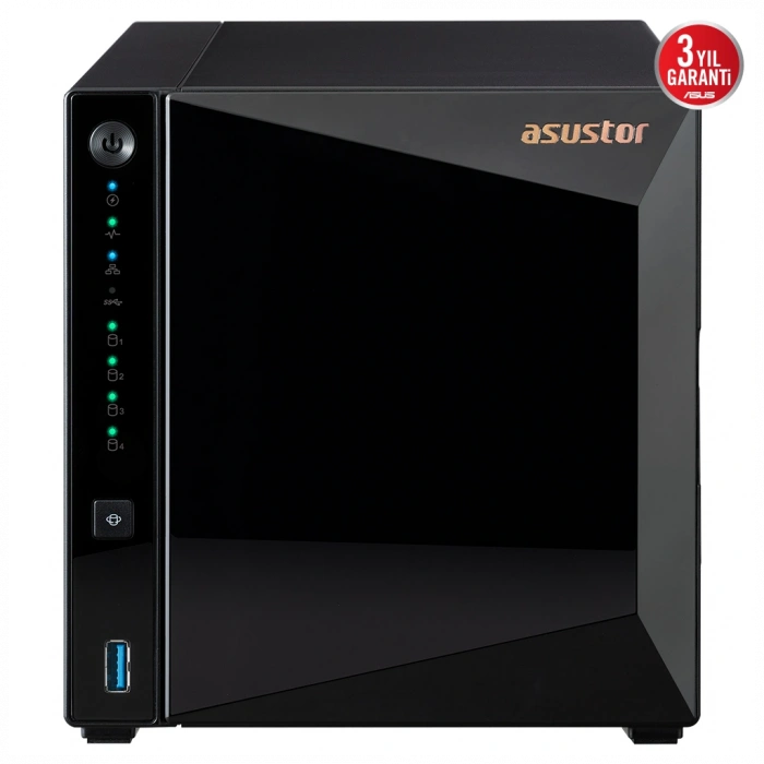 ASUSTOR AS3304T V2, 2Gb DDR4 Ram, 4 Yuvalı (4x20TB Destek), 1x2.5GbE Network, 3xUSB 3.2, Tower NAS (Yedekleme) Cihazı
