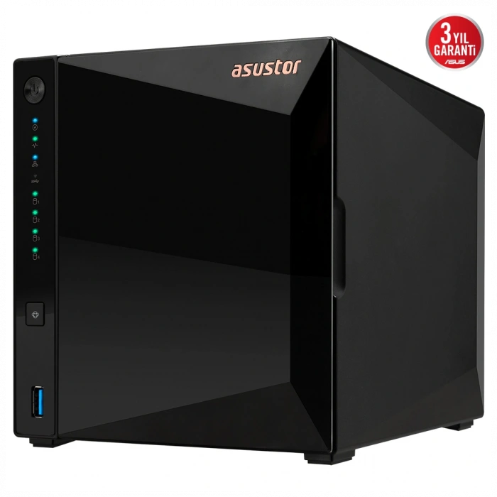 ASUSTOR AS3304T V2, 2Gb DDR4 Ram, 4 Yuvalı (4x20TB Destek), 1x2.5GbE Network, 3xUSB 3.2, Tower NAS (Yedekleme) Cihazı
