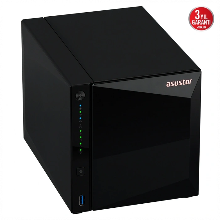 ASUSTOR AS3304T V2, 2Gb DDR4 Ram, 4 Yuvalı (4x20TB Destek), 1x2.5GbE Network, 3xUSB 3.2, Tower NAS (Yedekleme) Cihazı