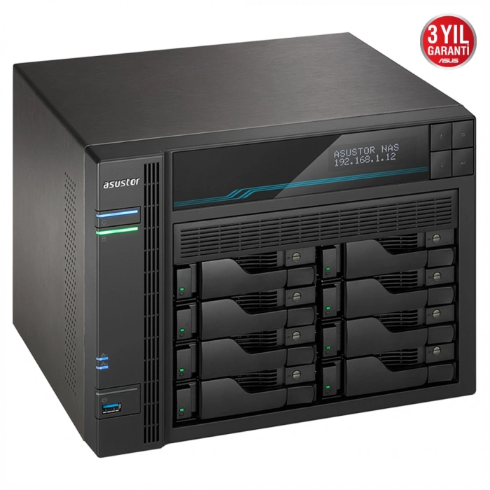 ASUSTOR AS6508T, 8Gb DDR4 Ram, 8 Yuvalı (8x22TB Destek), 2xM.2 NVMe PCI-e, 2x10GbE, 2x2.5GbE Network, 2xUSB 3.2, Tower NAS (Yedekleme) Cihazı