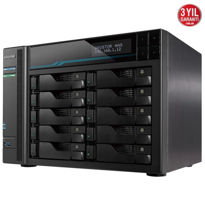 ASUSTOR AS6510T-16GB ATOM C3538 16GB RAM-10-diskli Nas Server (Disksiz)