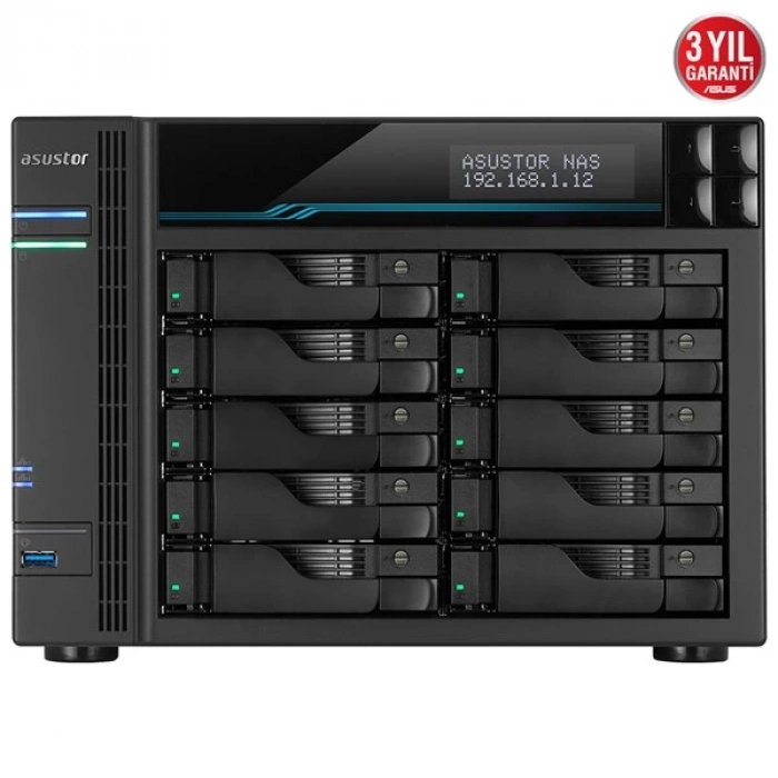 ASUSTOR AS6510T-32GB ATOM C3538 32GB RAM-10-diskli Nas Server (Disksiz)