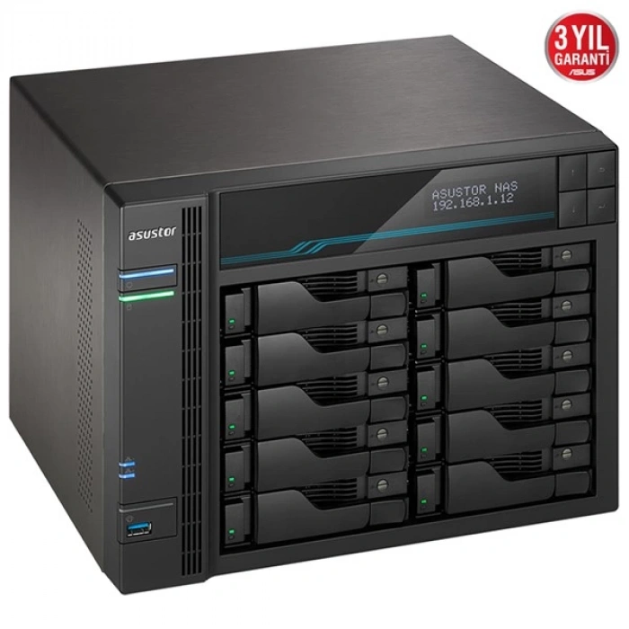 ASUSTOR AS6510T-8GB ATOM C3538 8GB RAM-10-diskli Nas Server (Disksiz)