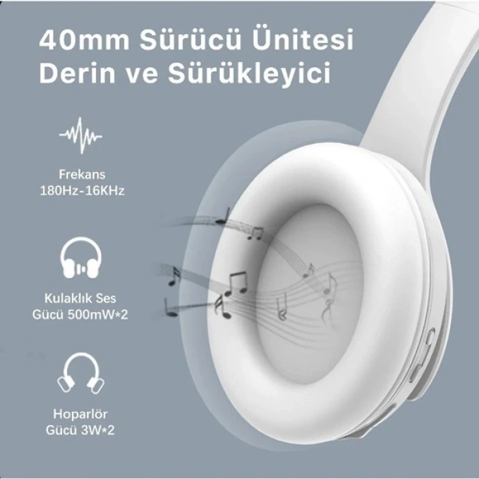 BİX BH2-IG BUZ GRİSİ SOUNDCRAFT BH2 KATLANABİLİR KULAKÜSTÜ KABLOSUZ KULAKLIK